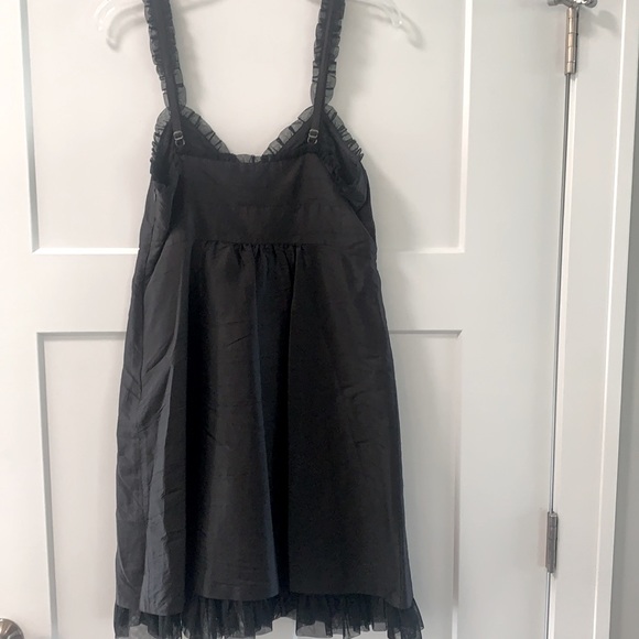 Adorable and Comfy Black Silk Dress with Ruffle Details - Picture 3 of 3